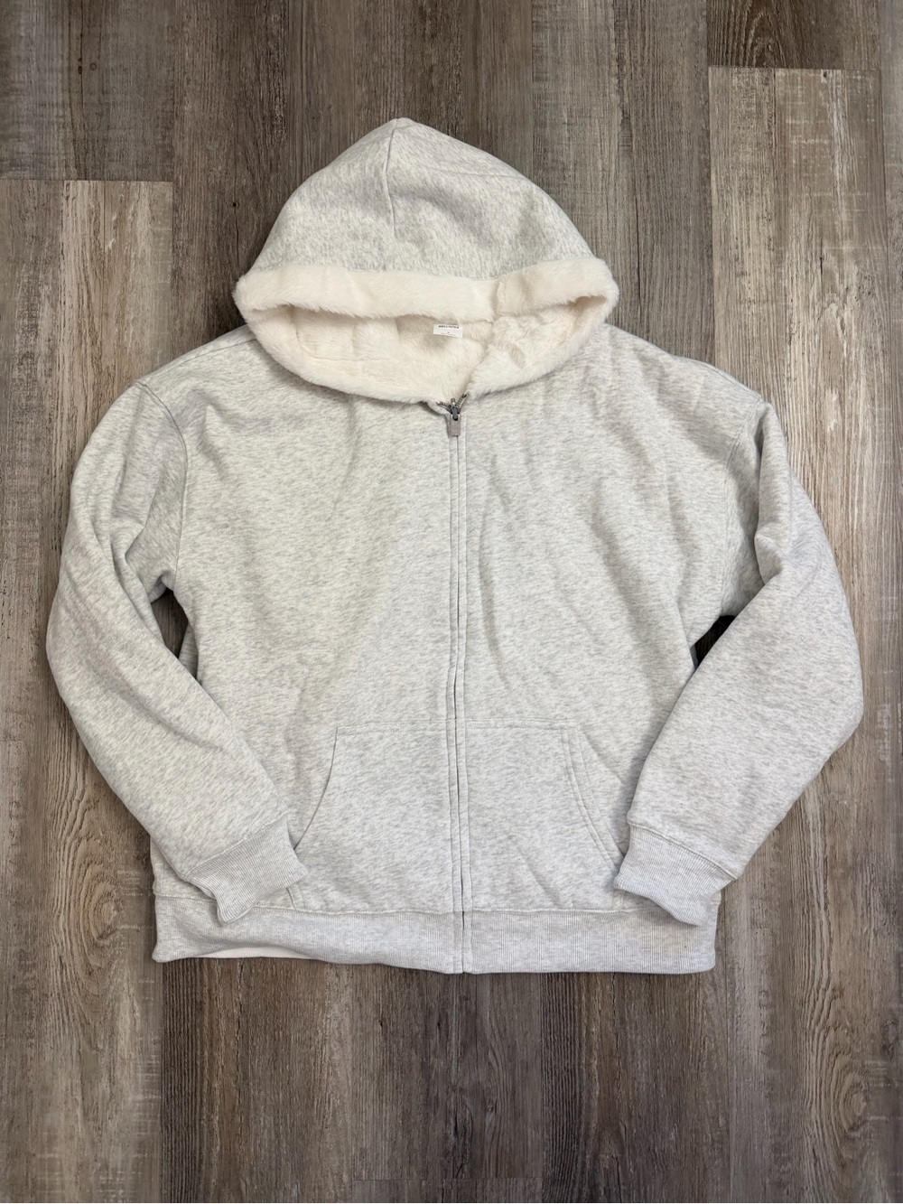 Hollister W’s Zip-Up Fleece Lined Reversible Hoodie in Light Gray, size S NWT